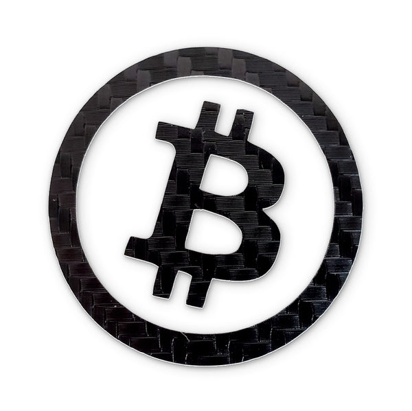 Bitcoin Carbon Fiber Decal - BTC logo on carbon fiber texture