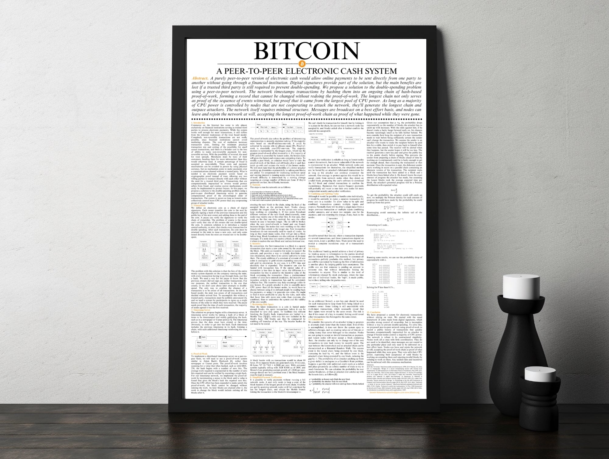 Bitcoin Whitepaper Poster - Unframed