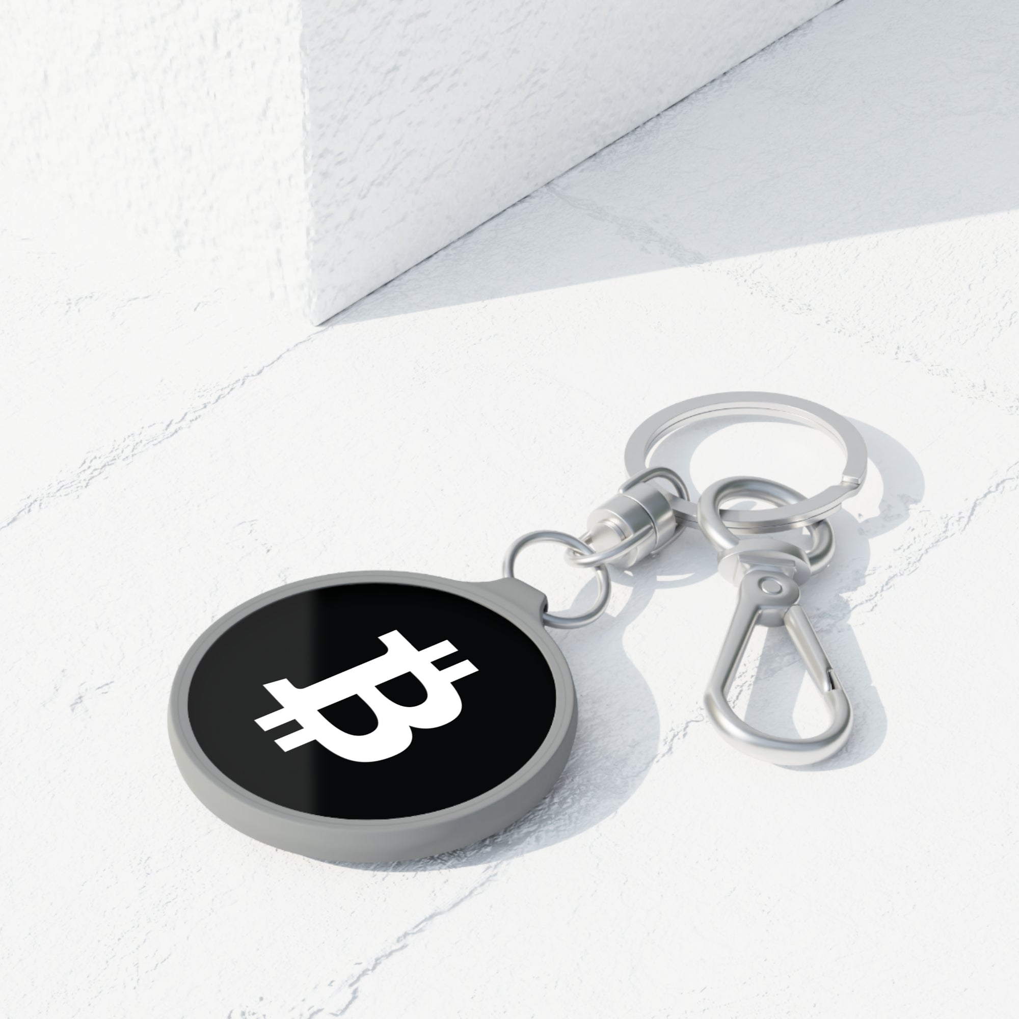 Bitcoin Logo Acrylic Keyring - side detail