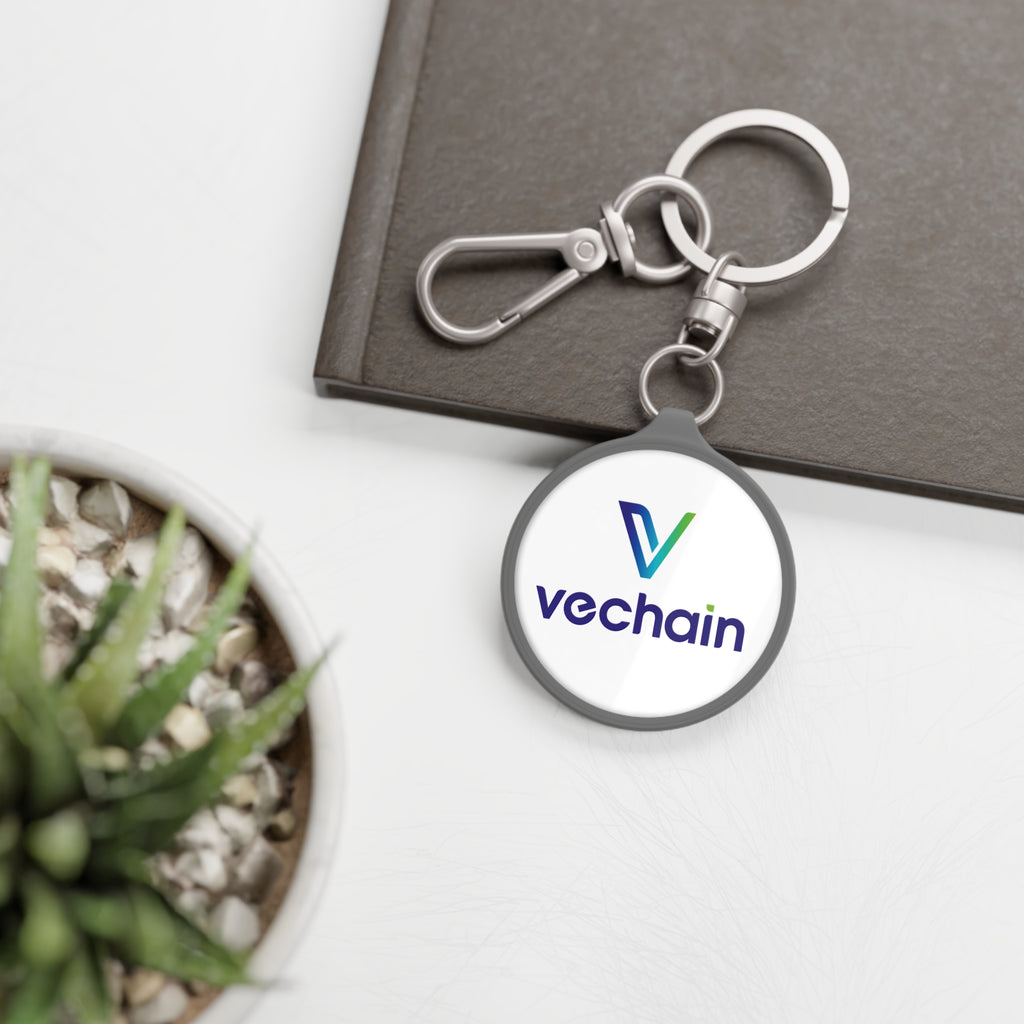 Vechain VET Logo and Text Keychain - lifestyle display