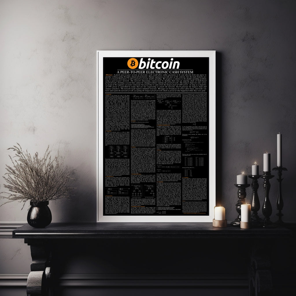 Bitcoin Whitepaper Style B Poster - size reference