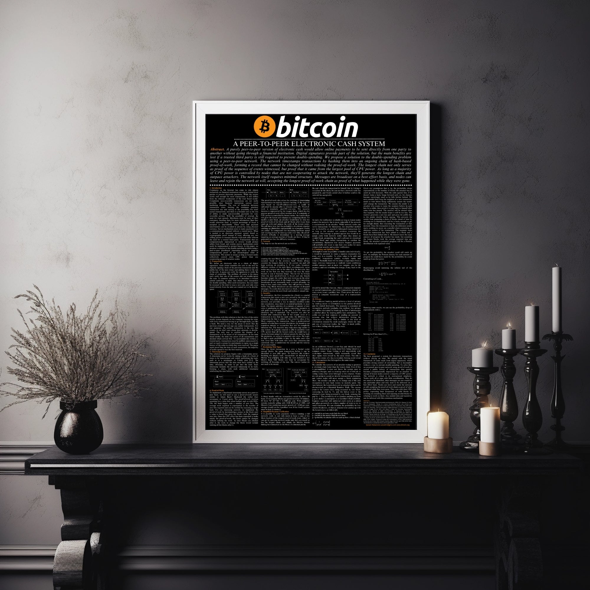 Bitcoin Whitepaper Poster - Unframed