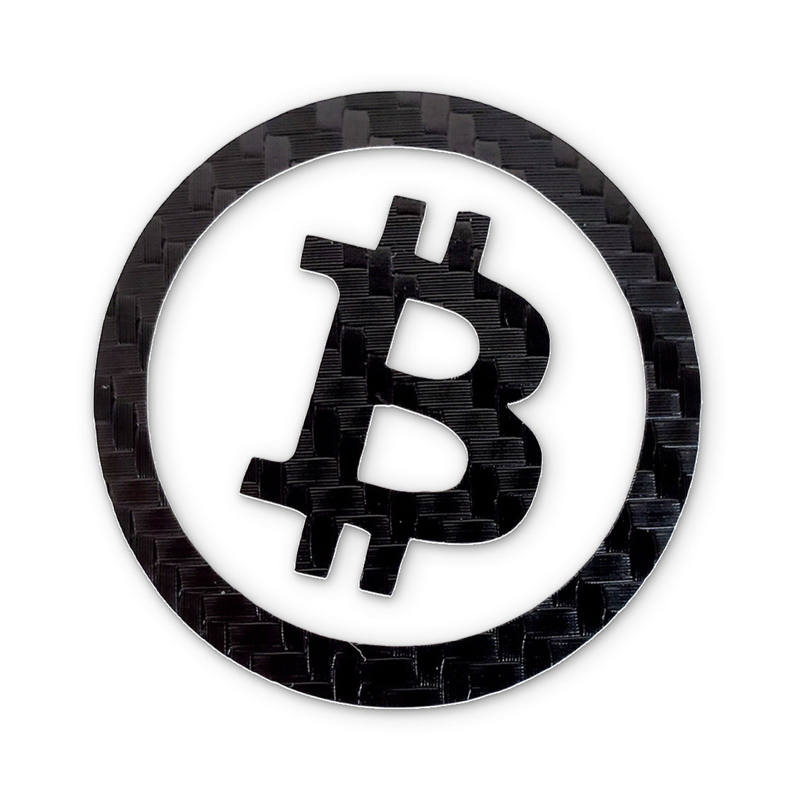 Bitcoin Carbon Fiber Decal - BTC logo on carbon fiber texture