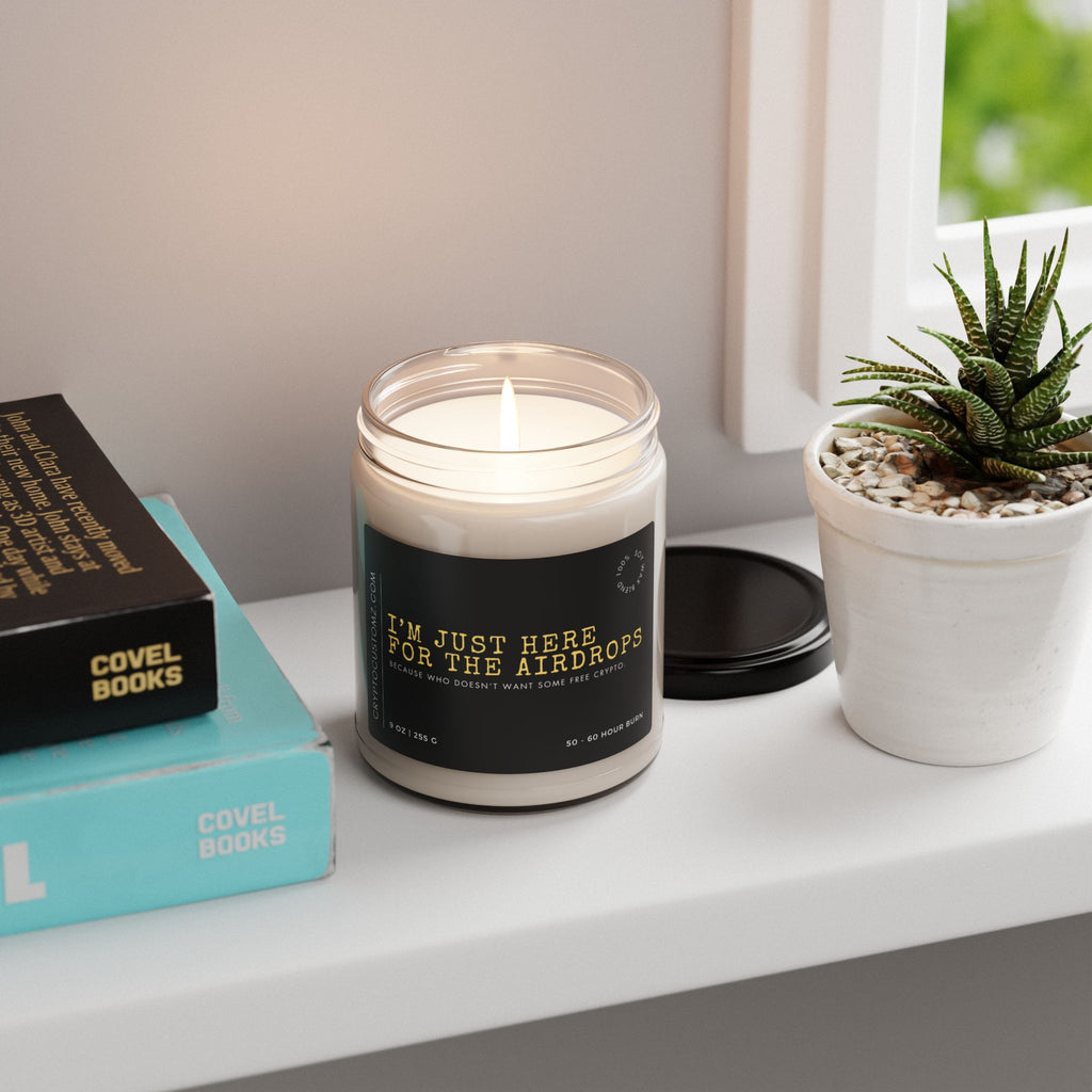 Airdrops crypto candle - lid and jar detail