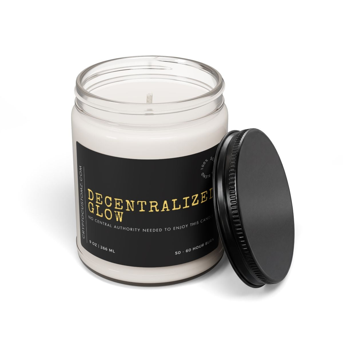 Decentralized Glow Crypto Soy Candle 9oz - front label view