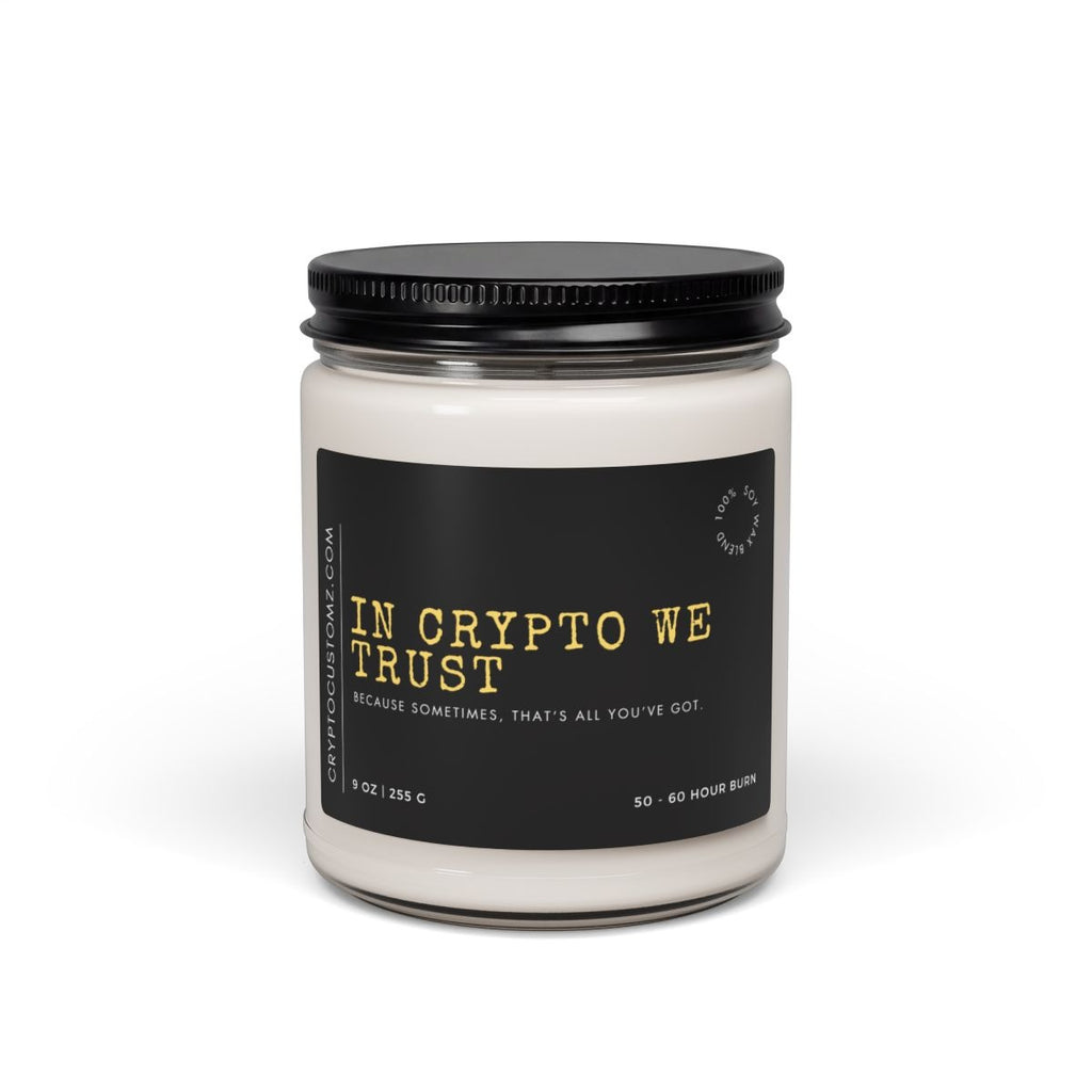 In Crypto We Trust Candle - side view