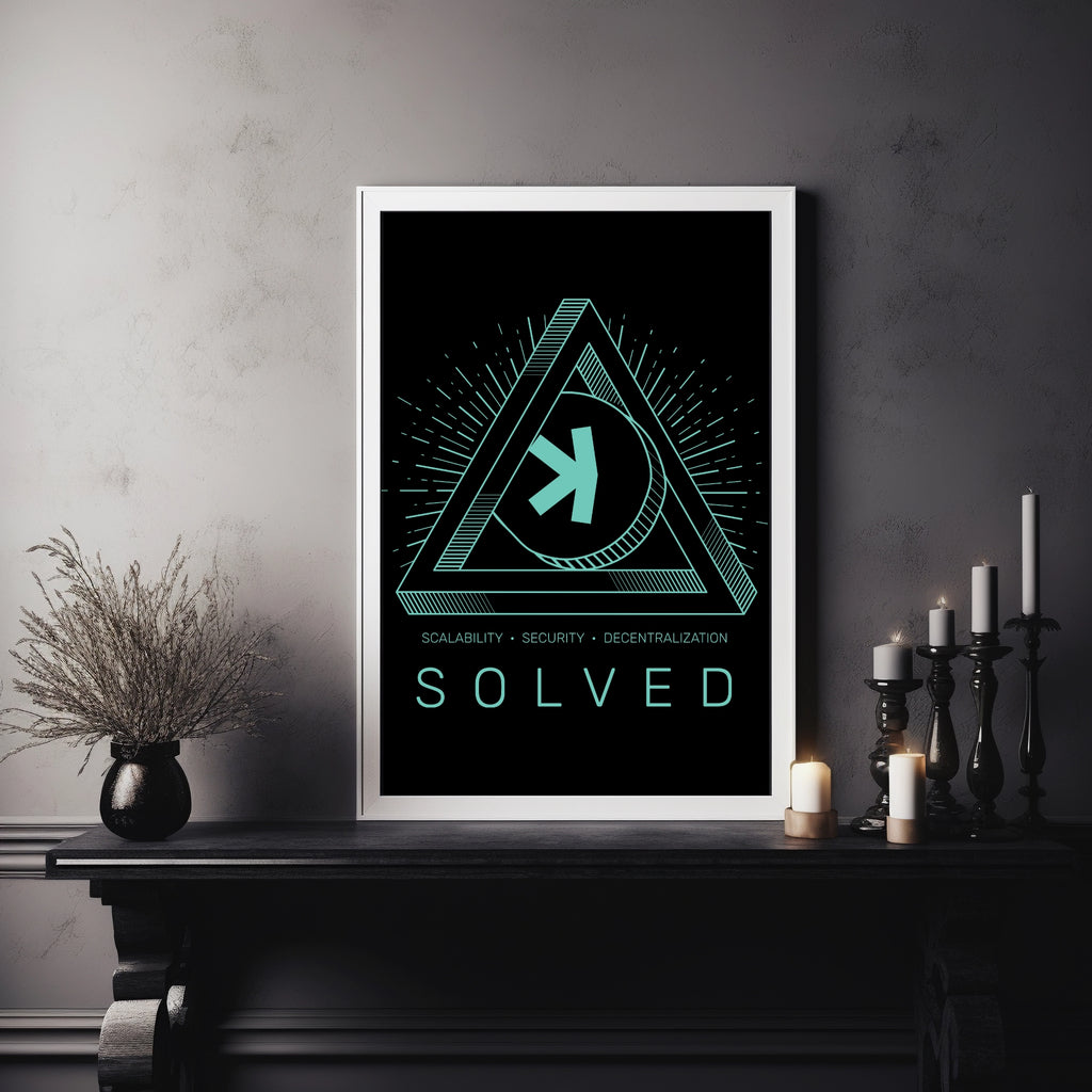 Kaspa Trilema Solved Poster - size reference
