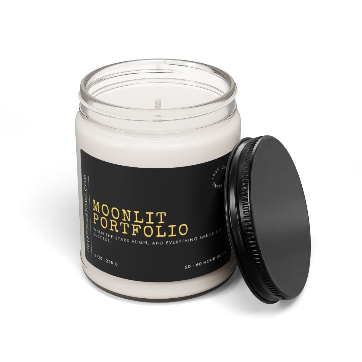Moonlit Portfolio Crypto Soy Candle 9oz - front label view
