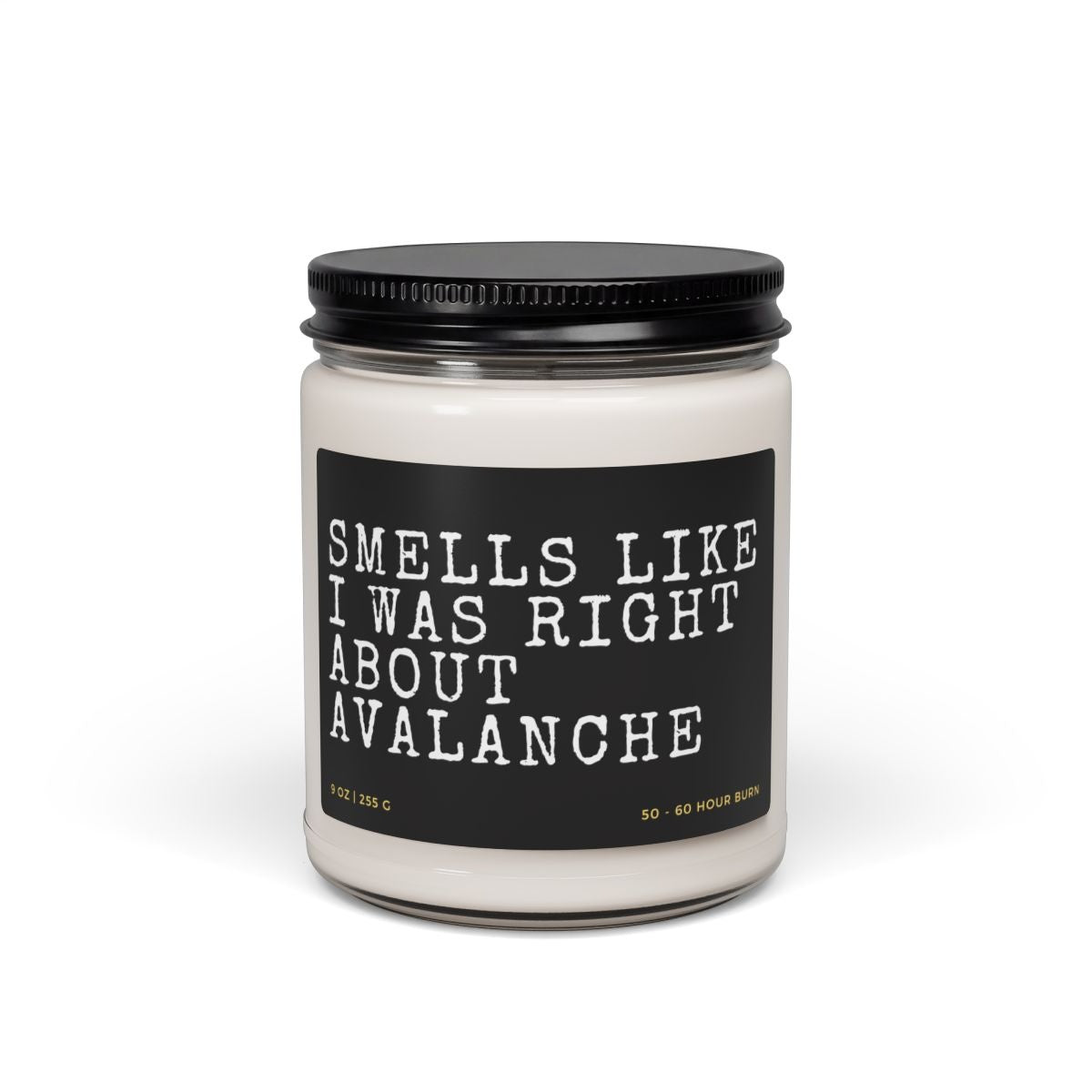 Right About Avalanche Candle - side view