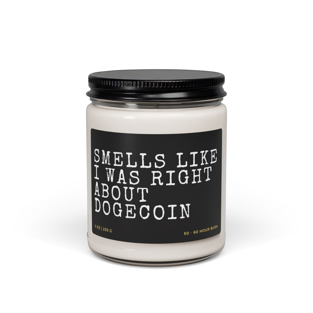 Right About Dogecoin Candle - side view
