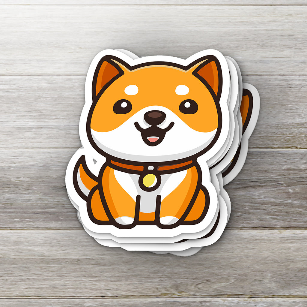 Baby Doge crypto sticker - detail view on white background