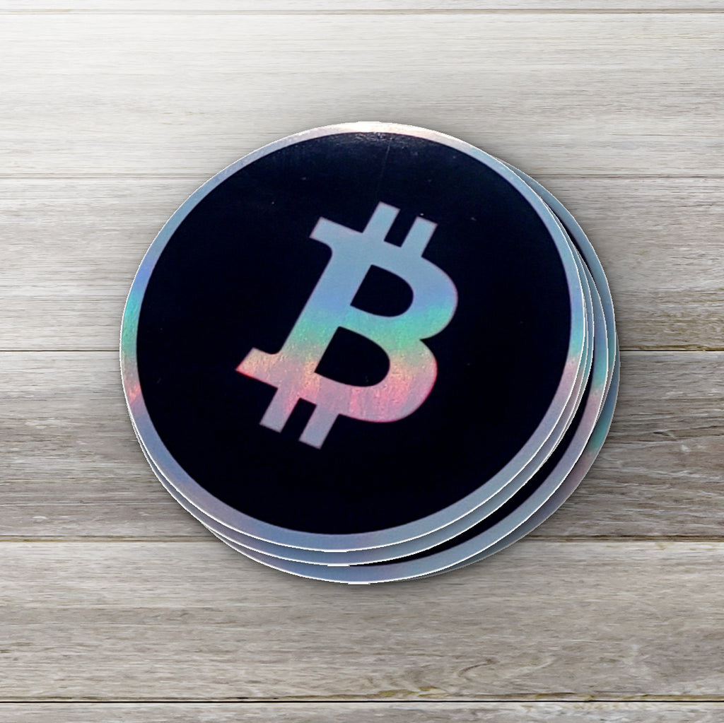 Bitcoin Holographic Sticker - holographic shimmer close-up