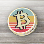 Bitcoin Retro Style crypto sticker - close-up detail view