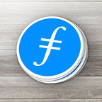 Filecoin FIL crypto sticker - detail view on white background