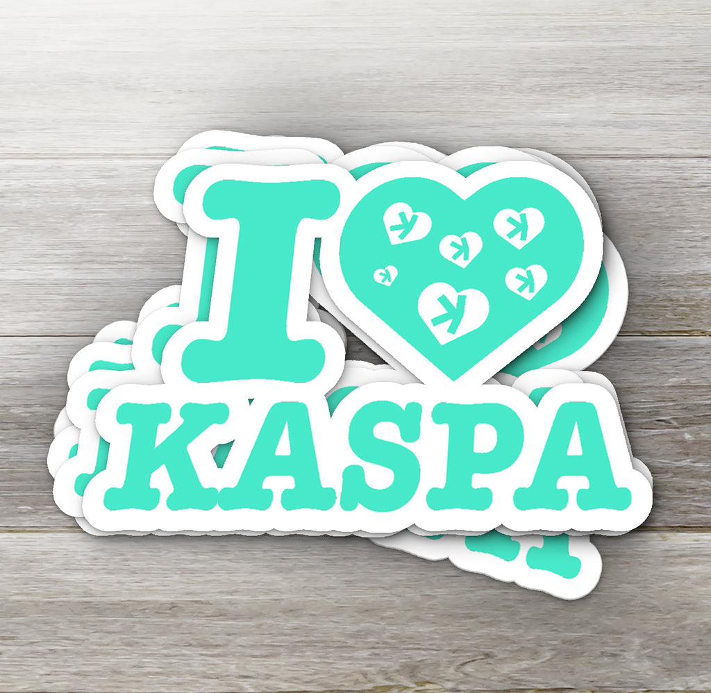 I Love Kaspa crypto sticker - detail view