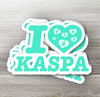 I Love Kaspa crypto sticker - detail view