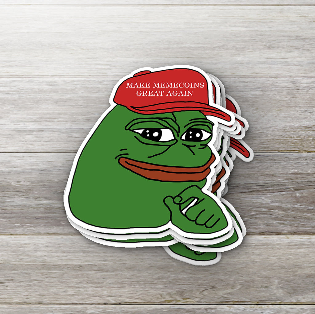 Pepe PEPE memecoin sticker - detail view on white background