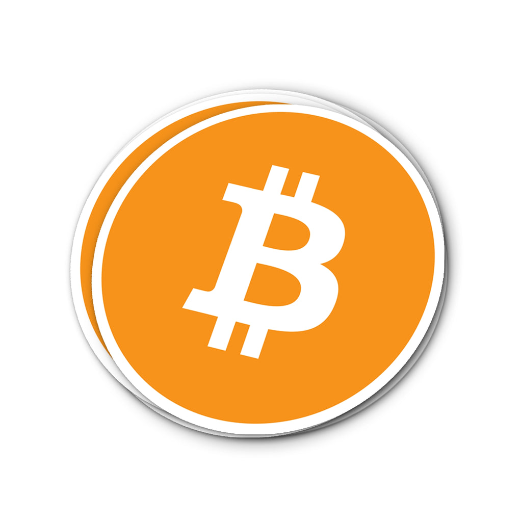 Bitcoin Logo Vinyl Sticker - BTC orange logo on white background