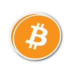 Bitcoin Logo Vinyl Sticker - BTC orange logo on white background