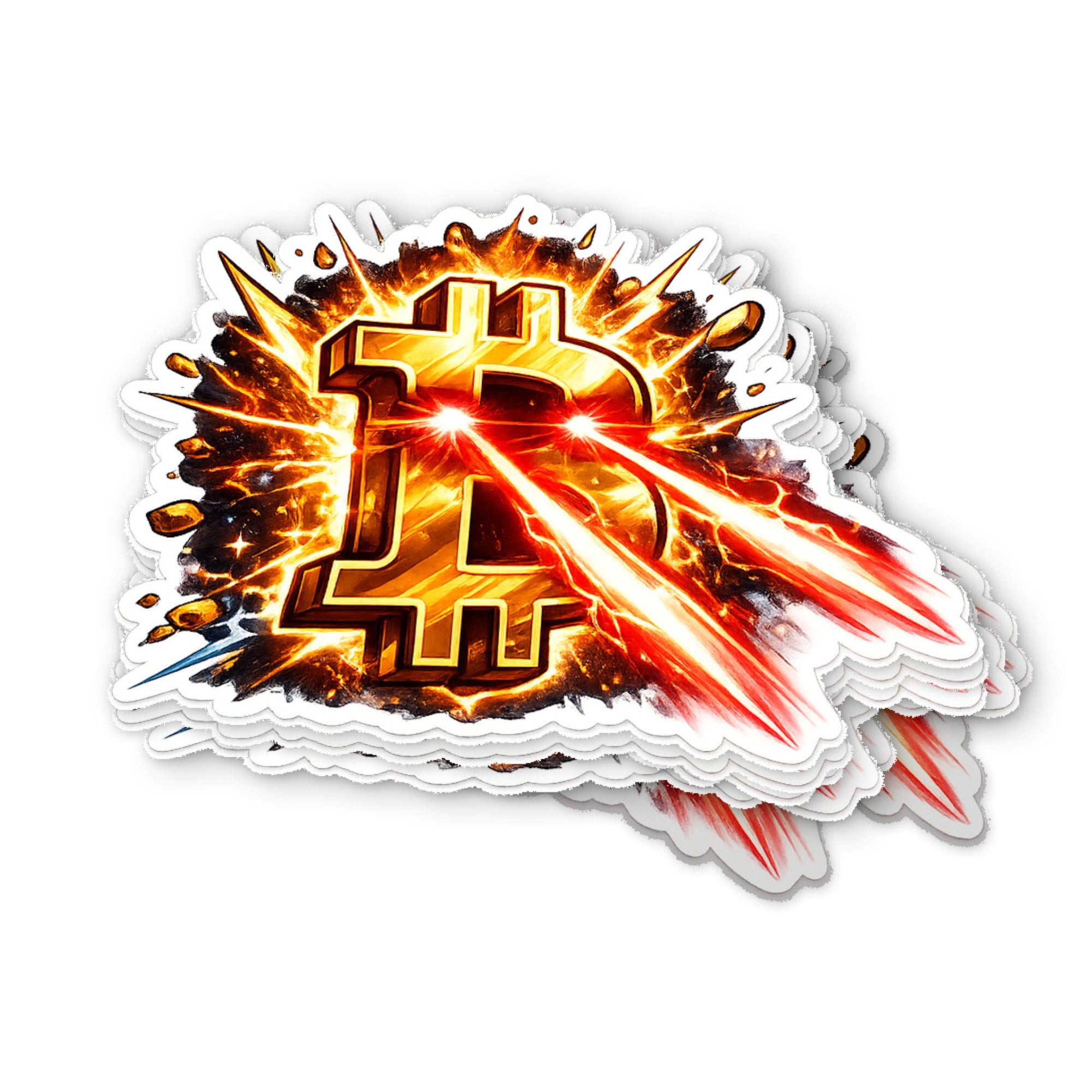 Bitcoin Laser Eyes Waterproof Vinyl Crypto Sticker - flat view