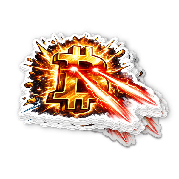 Bitcoin Laser Eyes Waterproof Vinyl Crypto Sticker - flat view