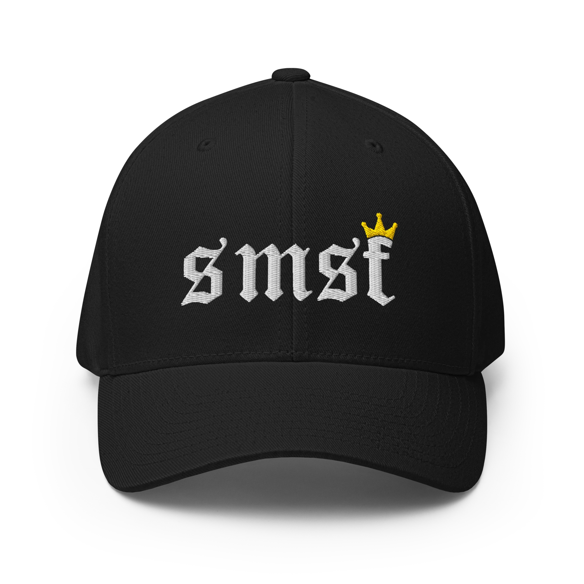 The SMSF Crypto Flexfit Hat - black front view