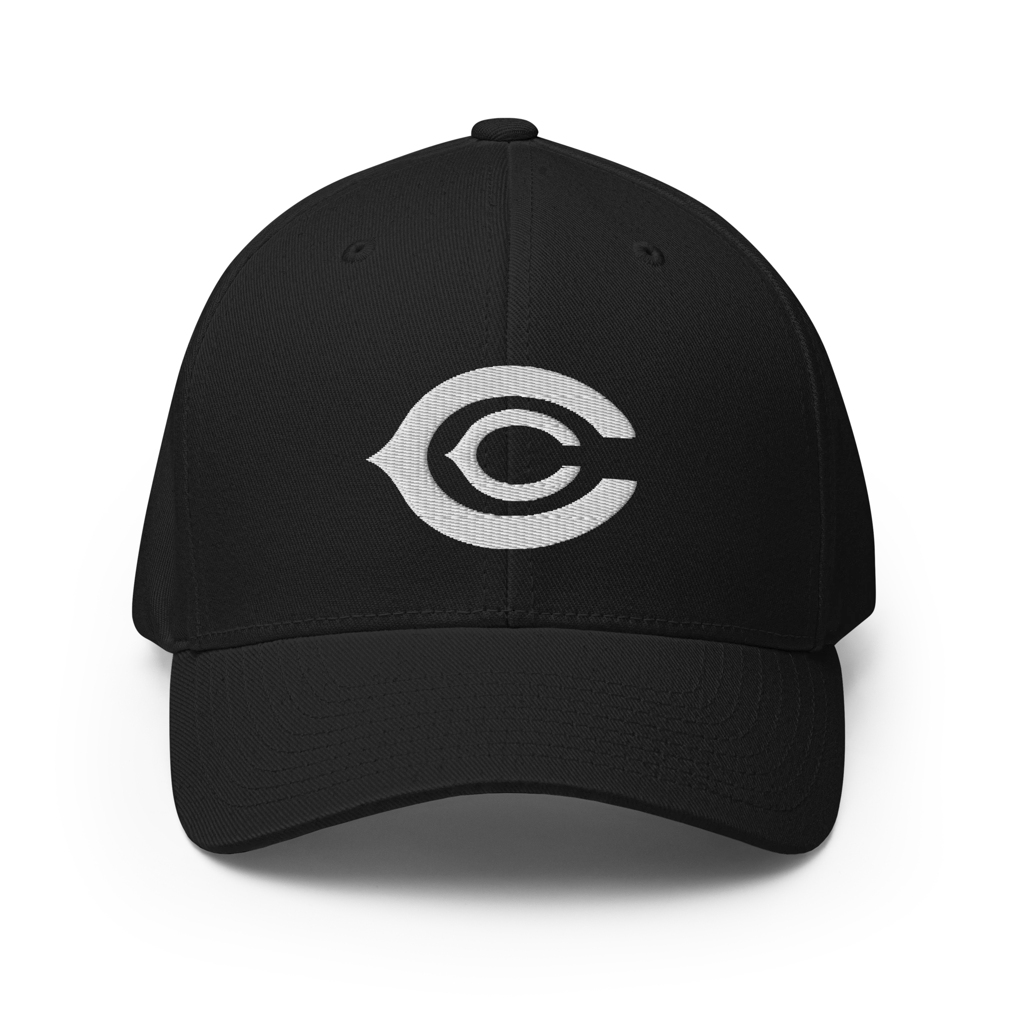 The CC Cap Crypto Flexfit Hat - black front view