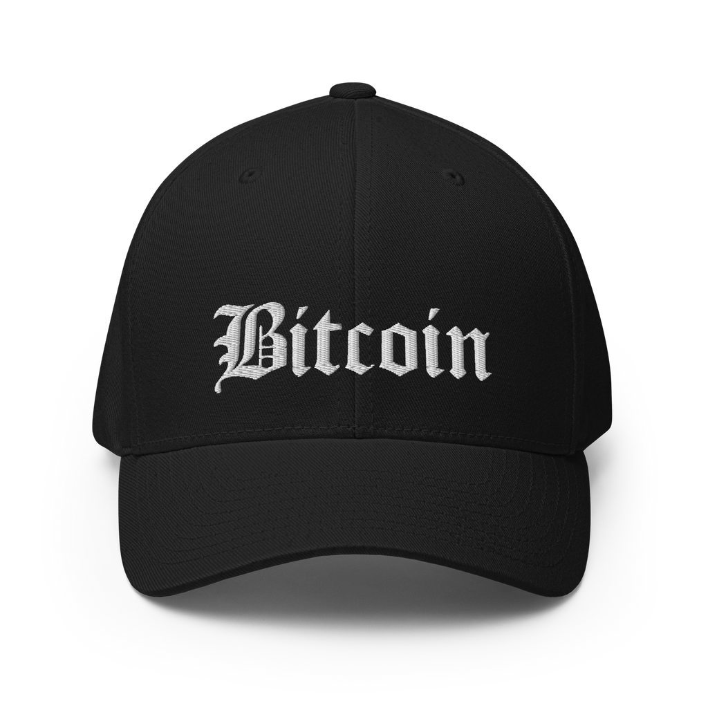 Bitcoin Script Crypto Flexfit Hat - black front view