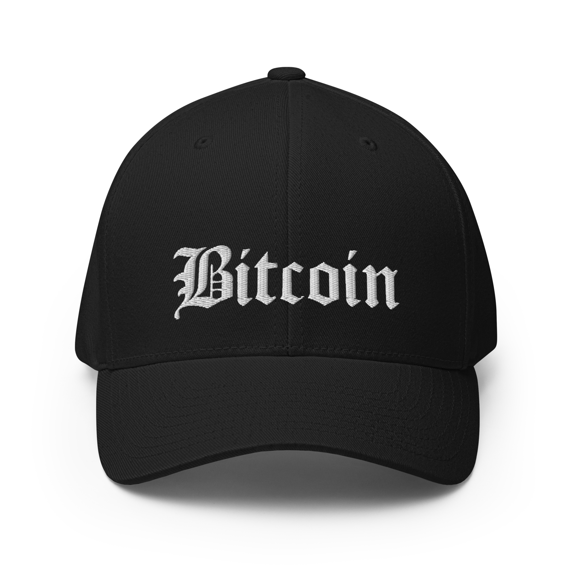 Bitcoin Script Crypto Flexfit Hat - black front view