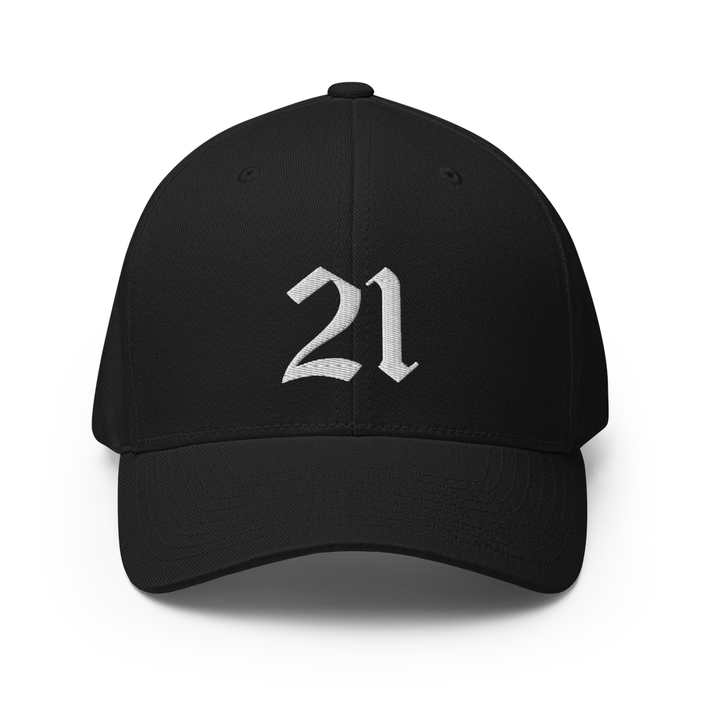 21 Million Crypto Flexfit Hat - black front view