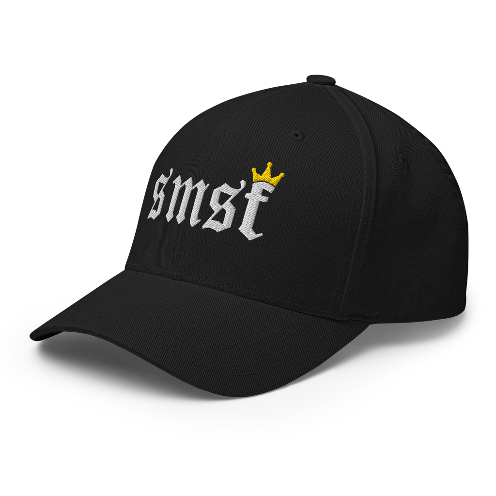 The SMSF Crypto Flexfit Hat - black left-front view