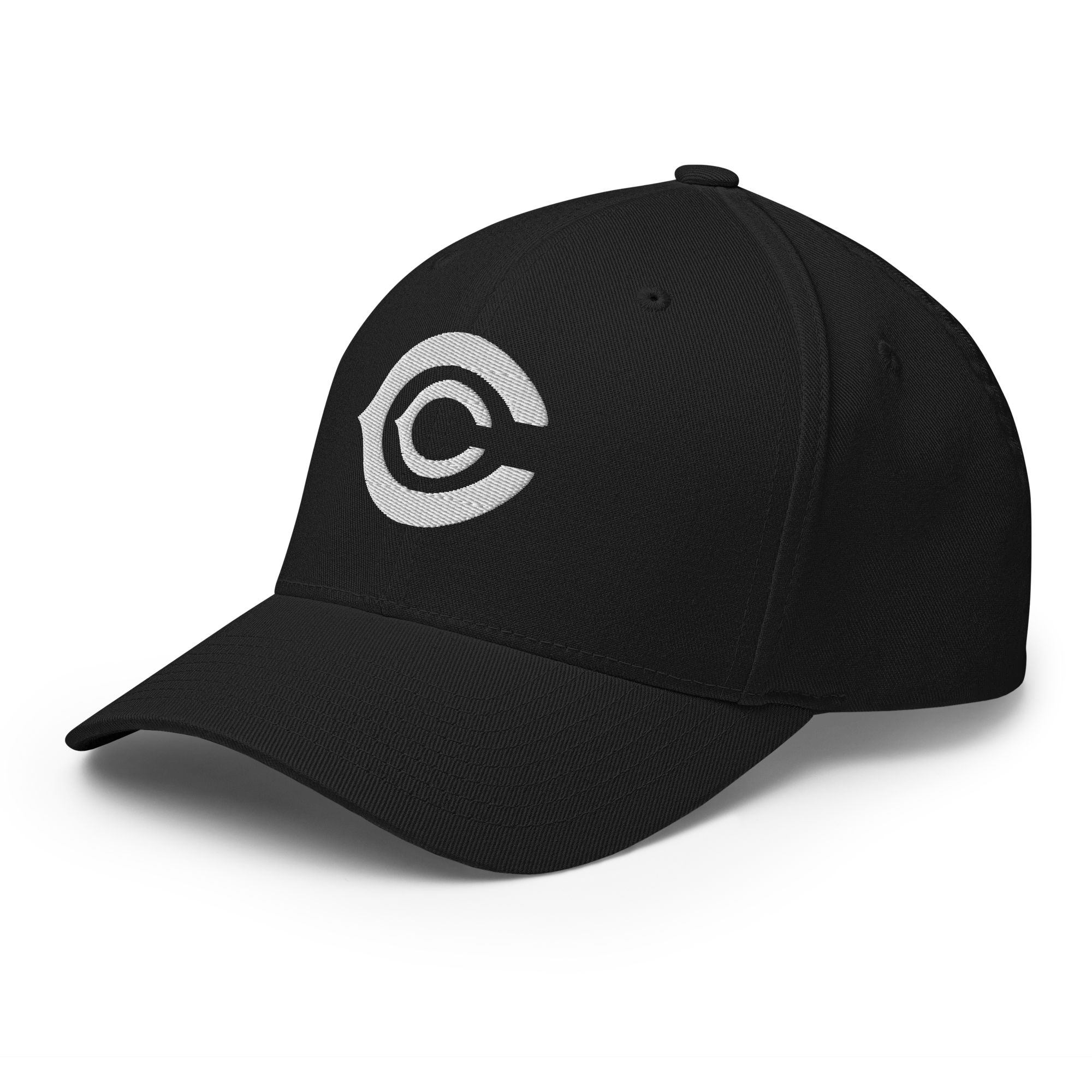 The CC Cap Crypto Flexfit Hat - black left-front view