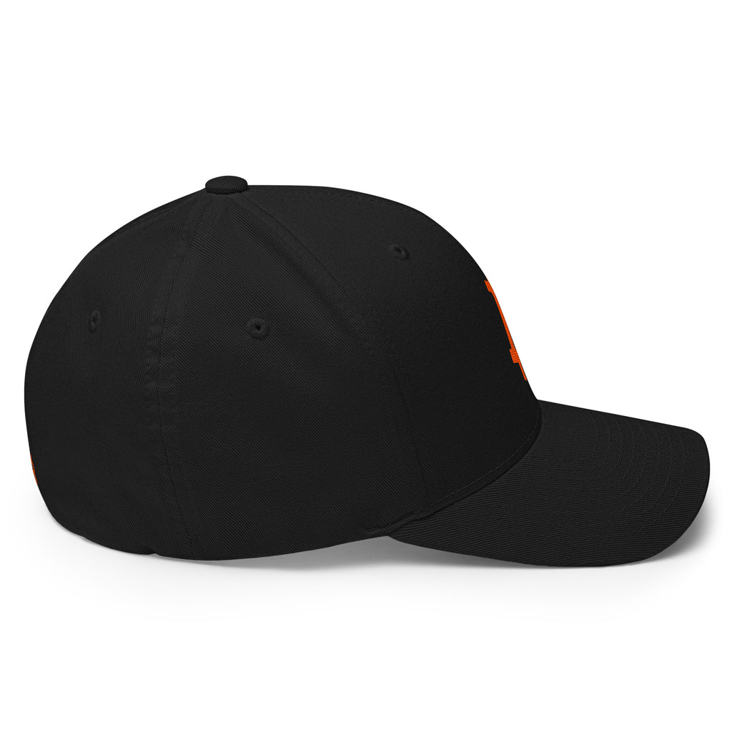 Embroidered Orange Bitcoin BTC hat white - right side view