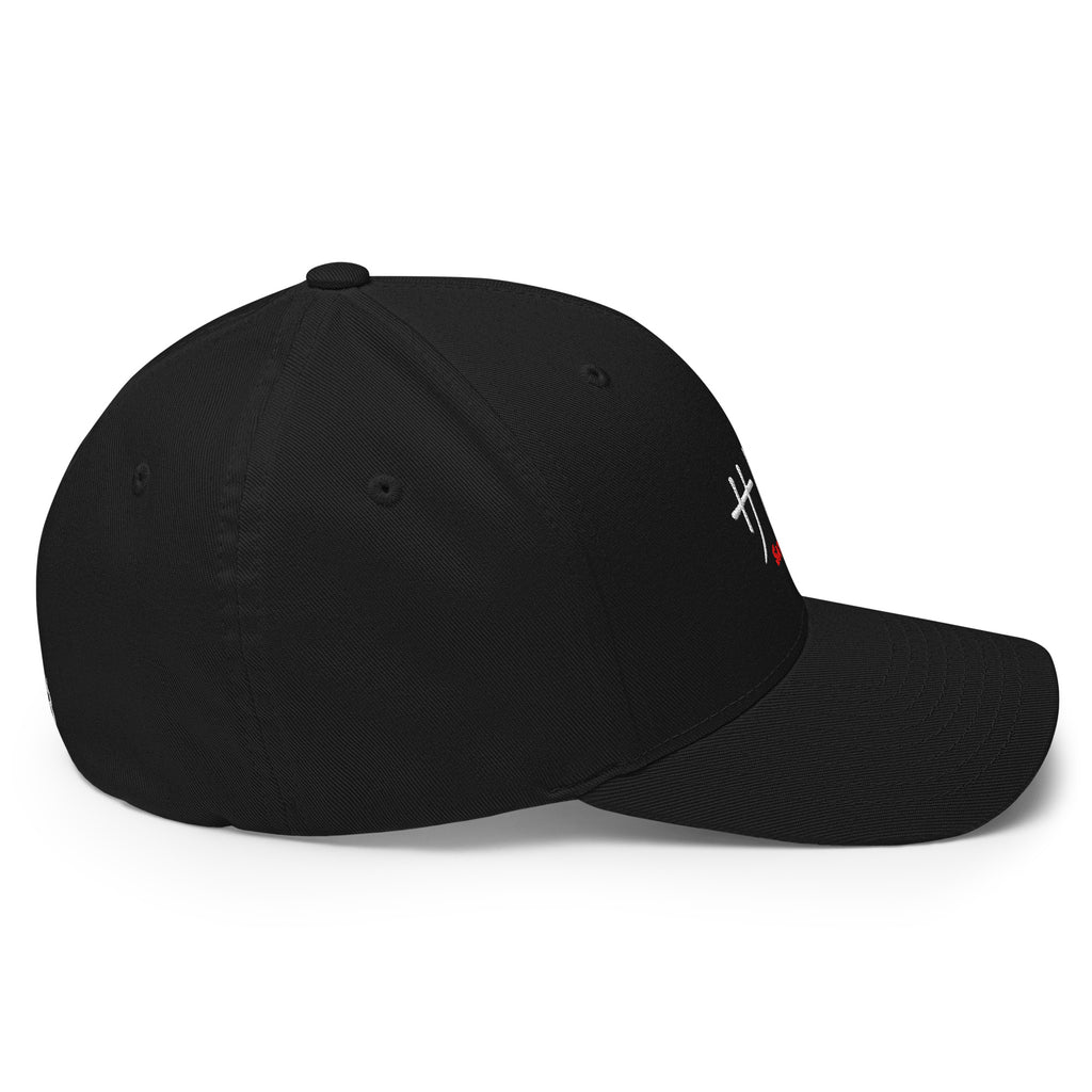 Embroidered Satoshi Katakana FlexFit Dad Hat - white back view