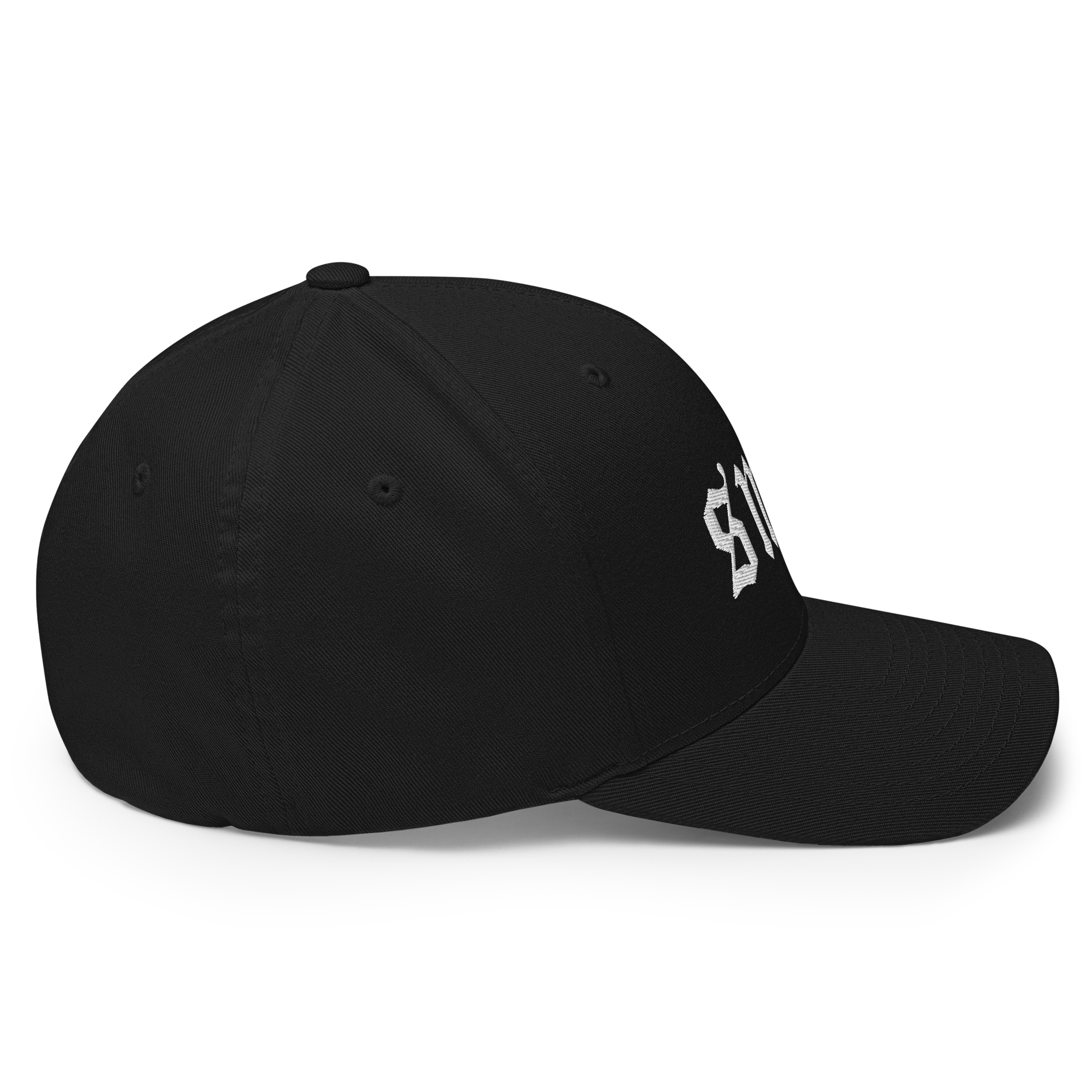 The SMSF Crypto Flexfit Hat - black right-side view