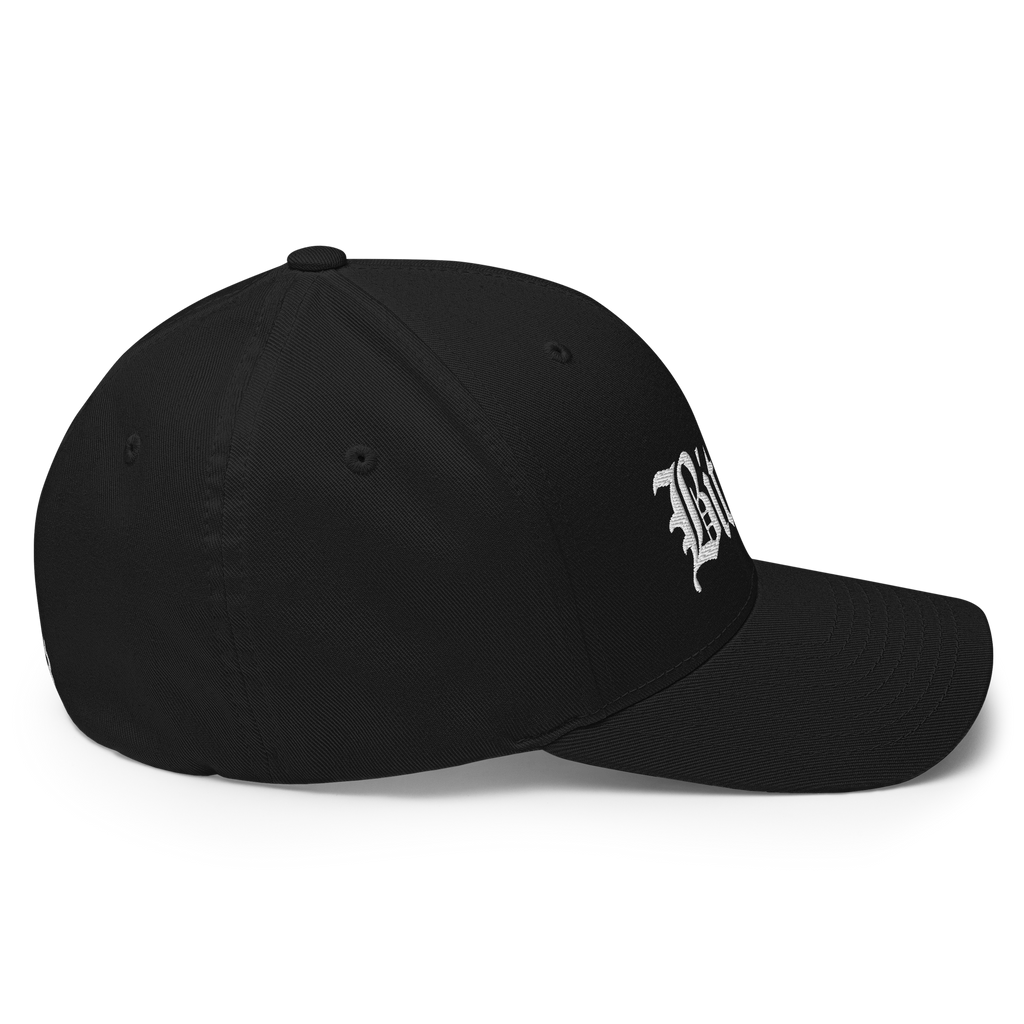 Bitcoin Script Crypto Flexfit Hat - black right-side view