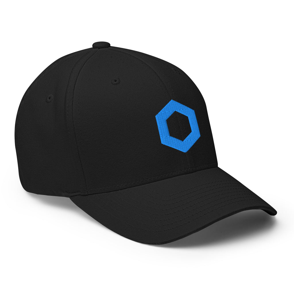 Embroidered Chainlink FlexFit Dad Hat - black right front view
