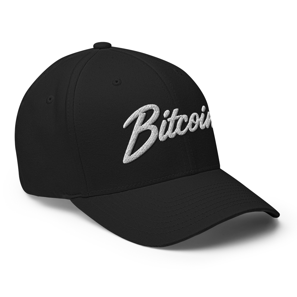 The Satoshi Crypto Flexfit Hat - black right-front view