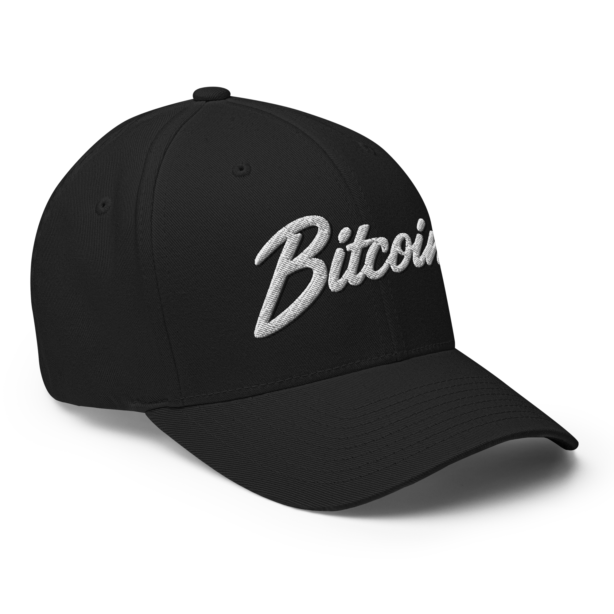 The Satoshi Crypto Flexfit Hat - black right-front view