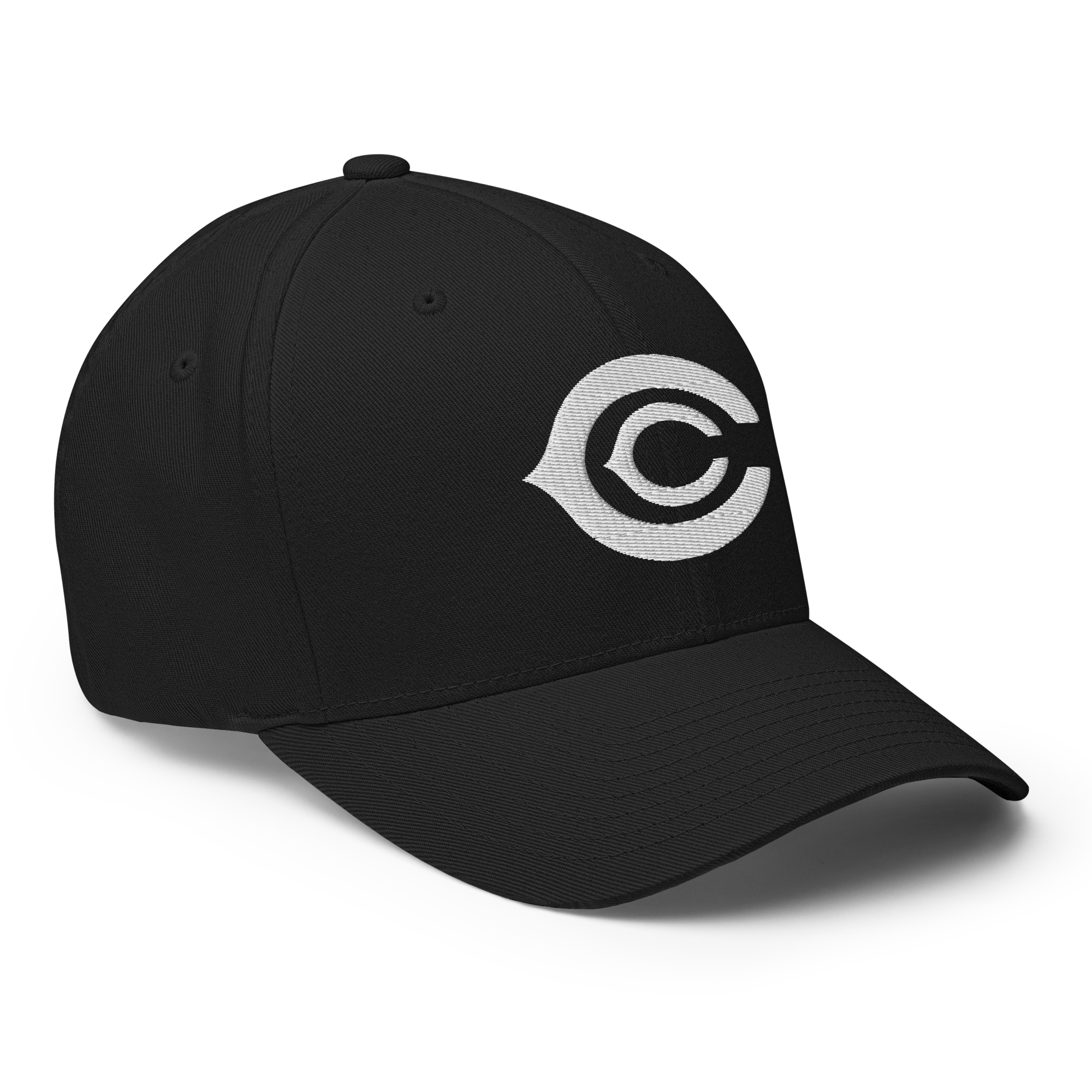 The CC Cap Crypto Flexfit Hat - black right-front view