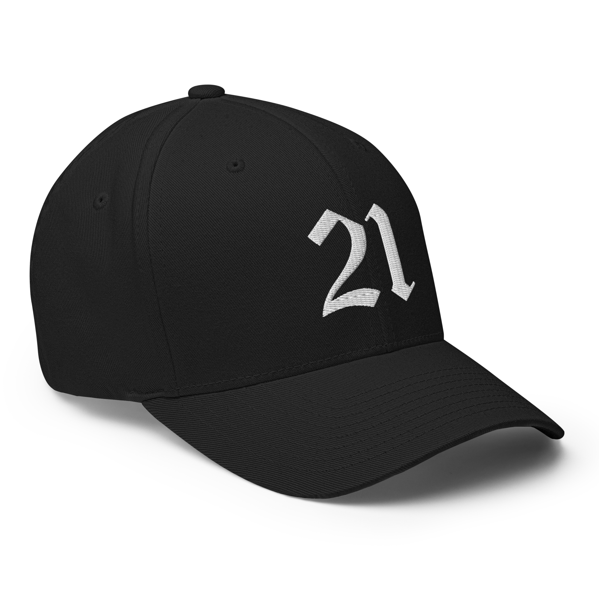 21 Million Crypto Flexfit Hat - black right-front view