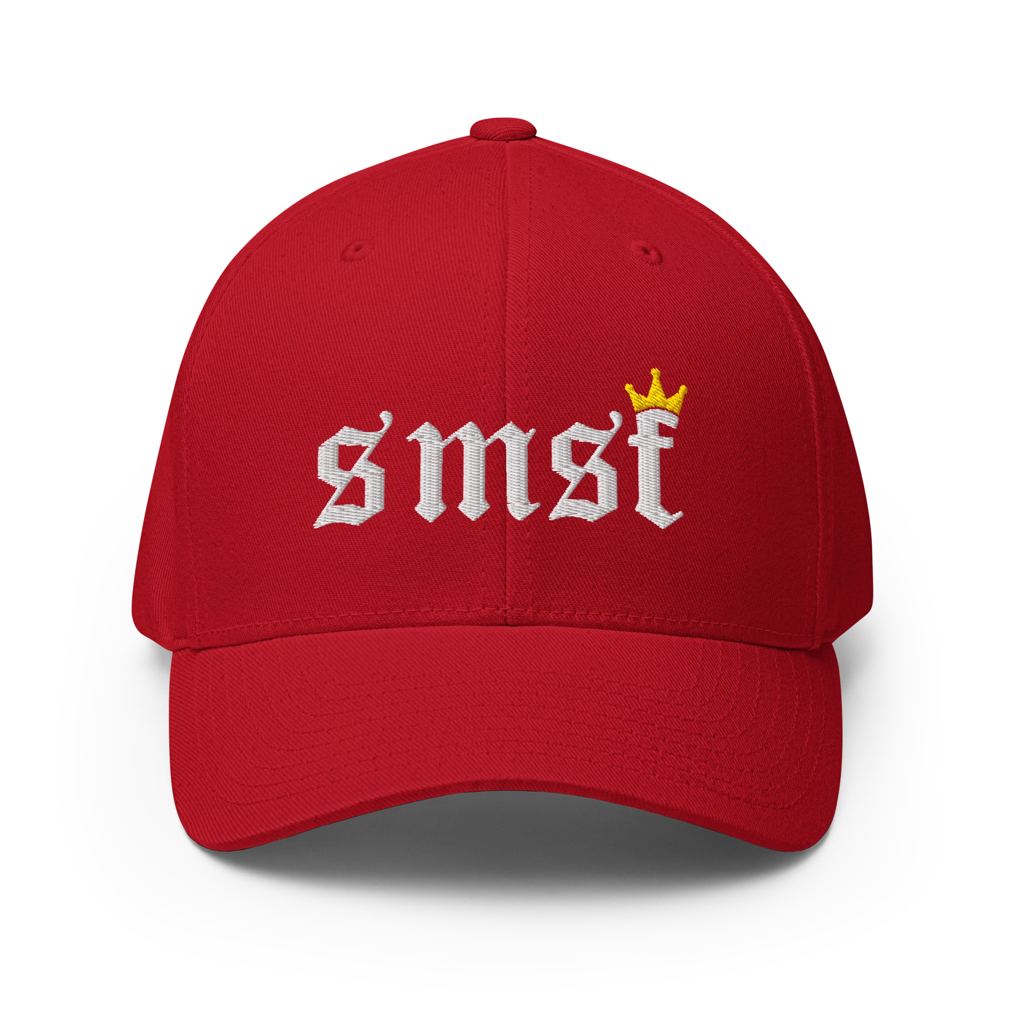 The SMSF Crypto Flexfit Hat - red front view