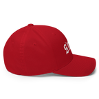 The SMSF Crypto Flexfit Hat - red right-side view