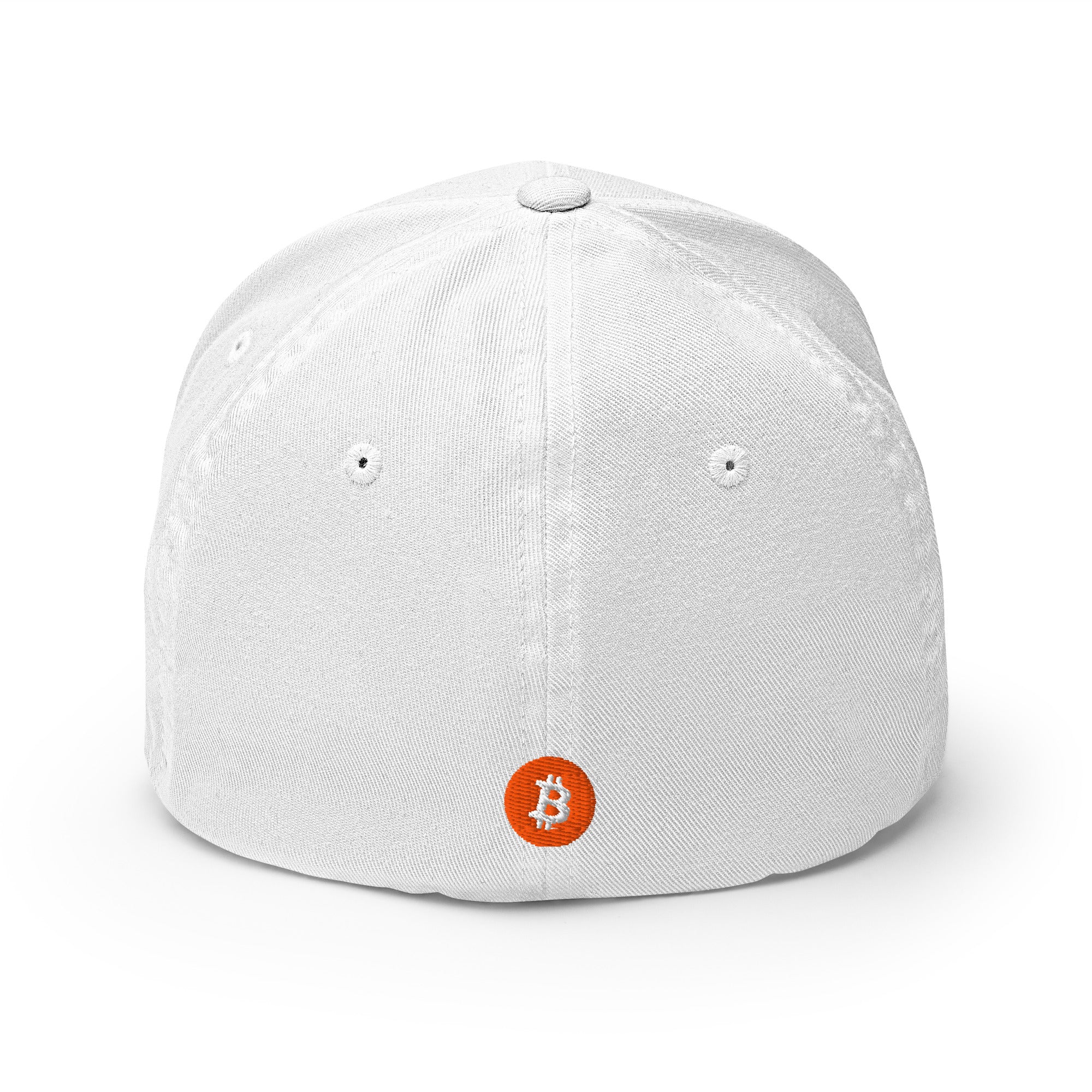 Embroidered Bitcoin FlexFit Dad Hat - white back view