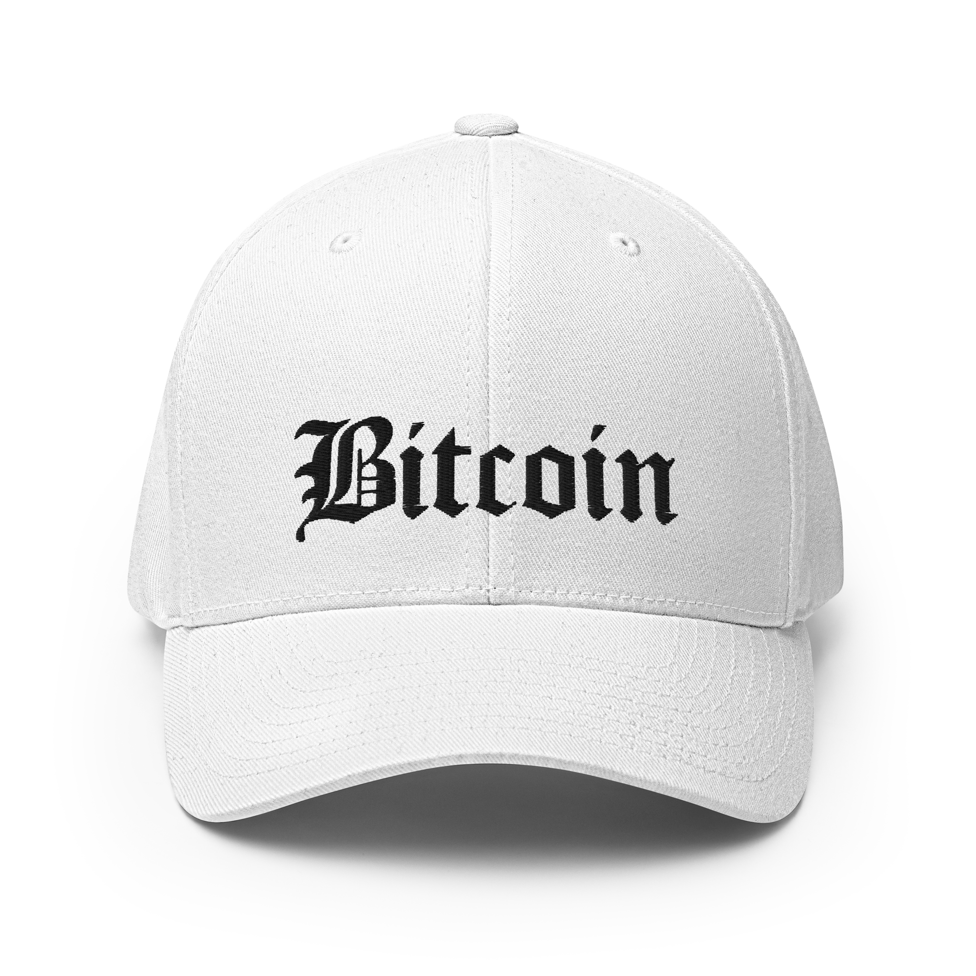 Bitcoin Script Crypto Flexfit Hat - white front view