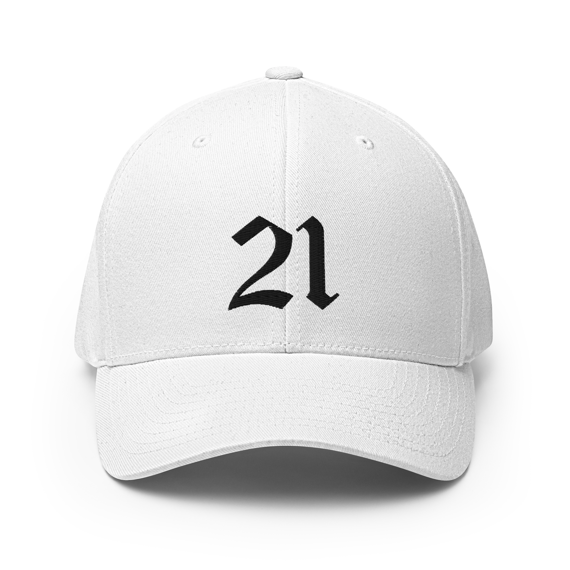 21 Million Crypto Flexfit Hat - white front view