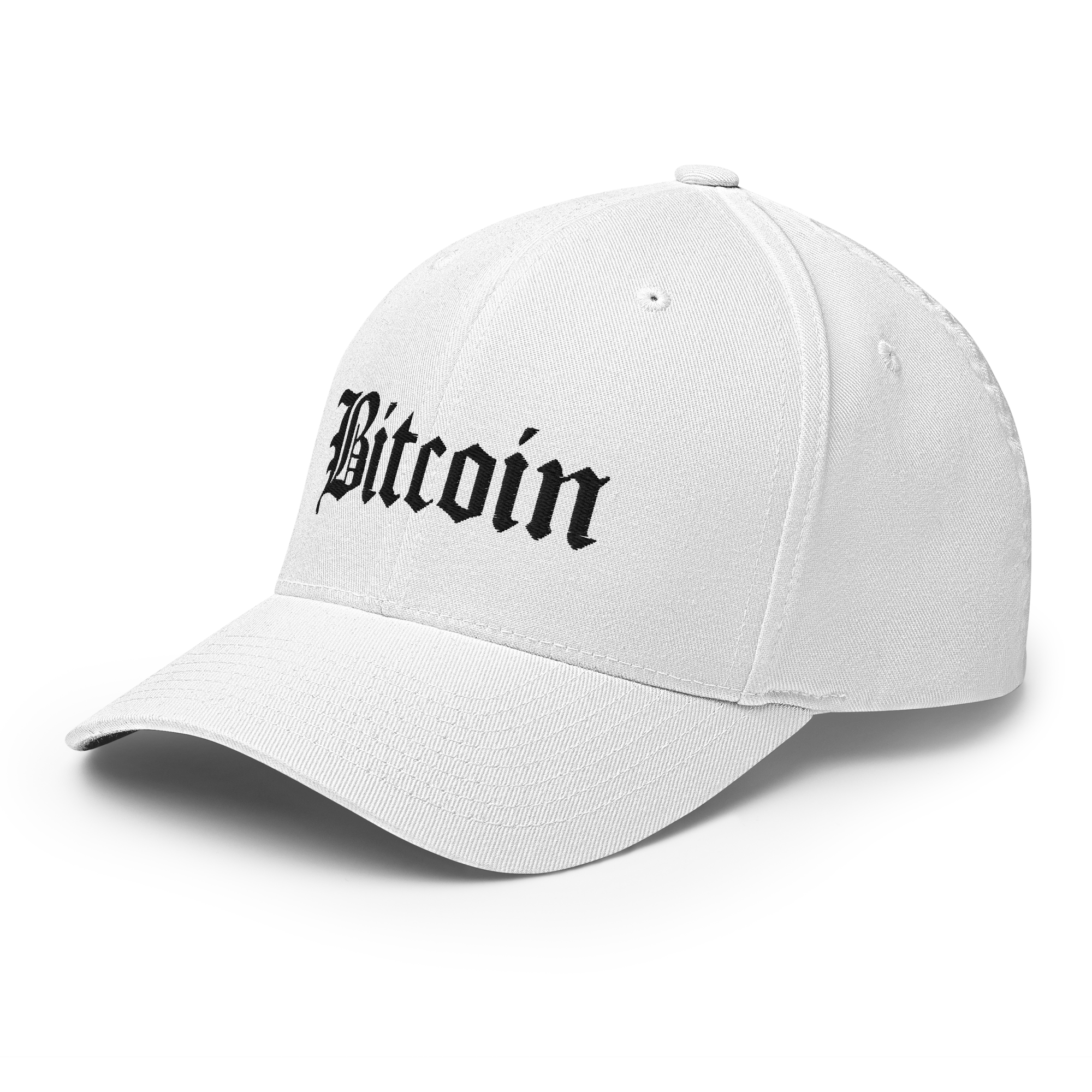 Bitcoin Script Crypto Flexfit Hat - white left-front view