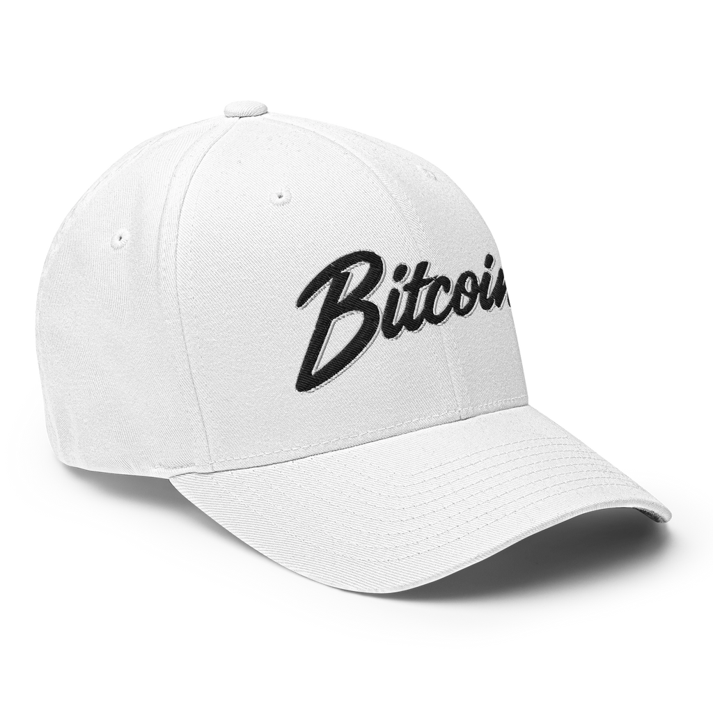 The Satoshi Crypto Flexfit Hat - white right-front view