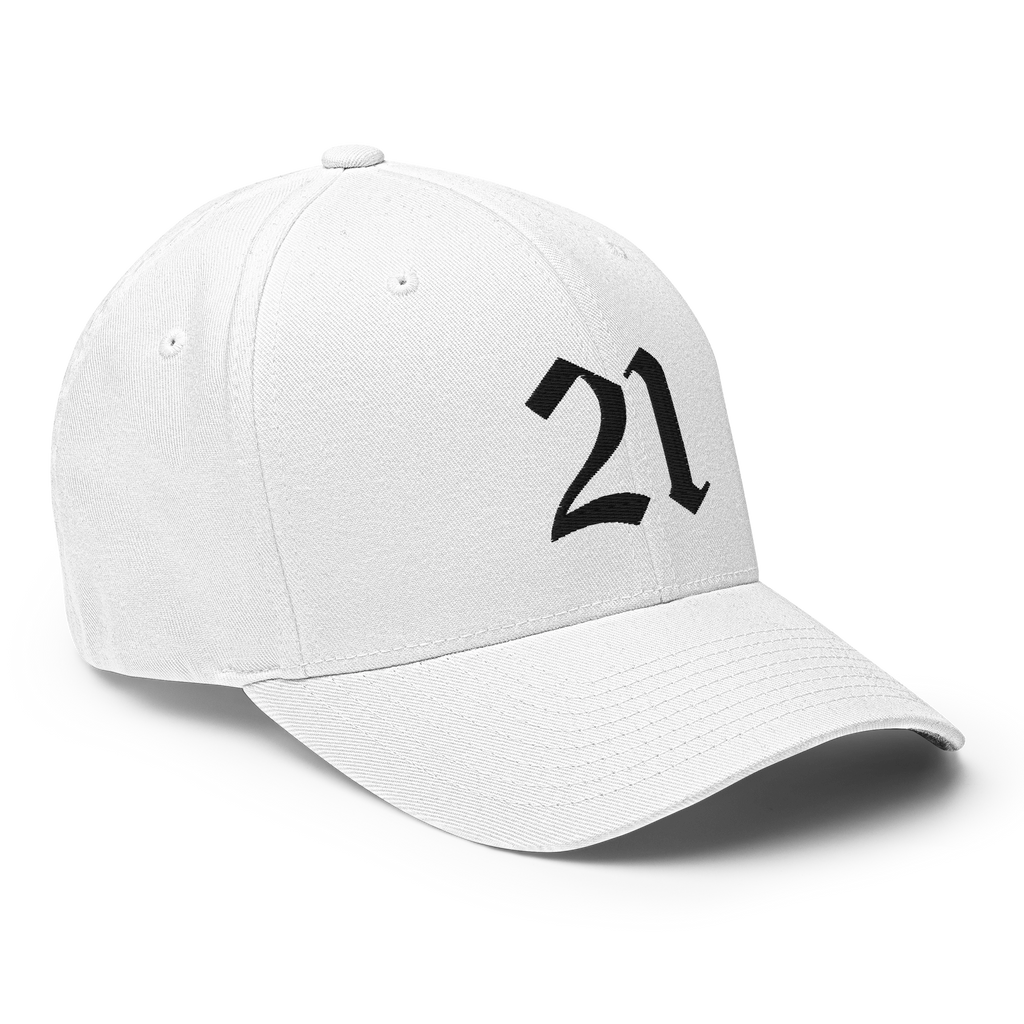 21 Million Crypto Flexfit Hat - white right-front view