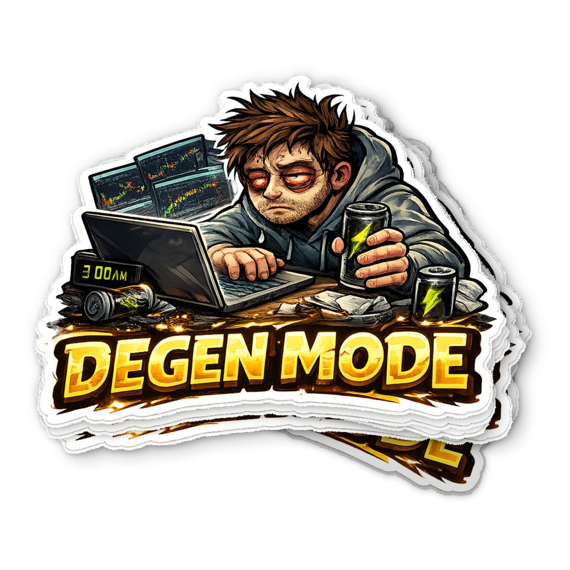 Degen Mode Waterproof Vinyl Crypto Sticker - flat view